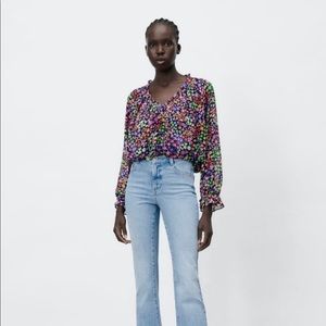 Zara floral print cropped blouse